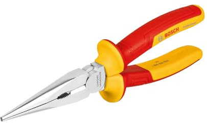 Bosch Professional pince VDE droite à bec long – 200 mm (certifiée jusqu'à 1 000 V, isolée avec des polyuréthanes thermoplastiques (TPU))
