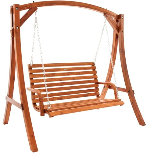 di volio Hollywoodschaukel Lärchenholz 2 Personen Gartenschaukel Grino | Imprägniertes Lärchenholz, verzinkte Ketten, ergonomische Rückenlehne, belastbar bis 200 kg, wetterbeständig, pflegeleicht