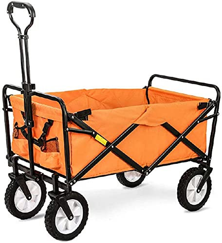 Chariot de jardin portable tout terrain - Chariot de transport pliable - Poussez et tirez - Chariot utilitaire pliable