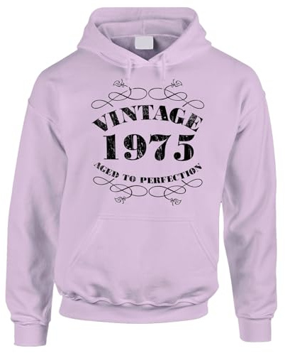 Bang Tidy Clothing 50th Birthday Gifts For Women, Born In 1975 Hoodie, Keepsake Present For Daughter Sister Best Friend Colleague, Hooded Sweatshirt For Her - VIN LILAC-L