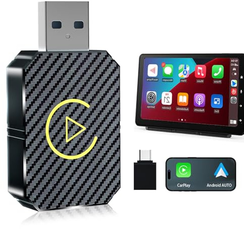 Afenau Wireless Carplay Android Adapter 2 in 1 Wireless für iOS und Android Auto, USB/Typ C, Plug & Play, kompatibel mit Autos ab 2016