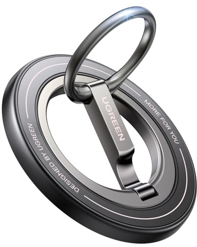 UGREEN Magnetic Phone Ring Holder Grip Compatible with Magsafe Cases, 360°Rotating Phone Stand with Daul-Hinge, Double-Sided Magnetic Kickstand Compatible with iPhone 17 Pro Max Air 16 15 14 13 12