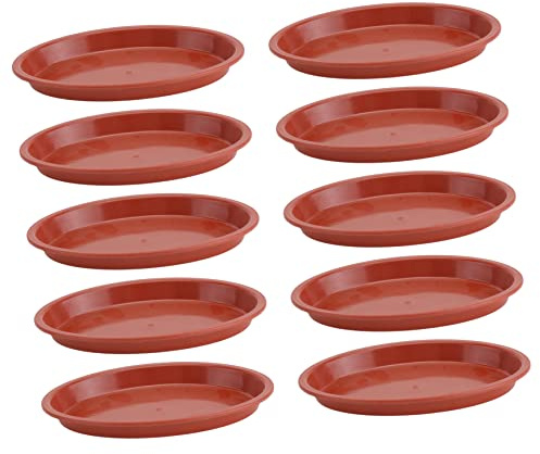 TOYANDONA Set 10 Pezzi Basi per Vasi da Fiori e Vassoi per Bonsai Rossi in Plastica Resistente, Vassoi per Vasi da Giardino e Balcone, Anti-Perdita Acqua, Uso Interno Ed Esterno