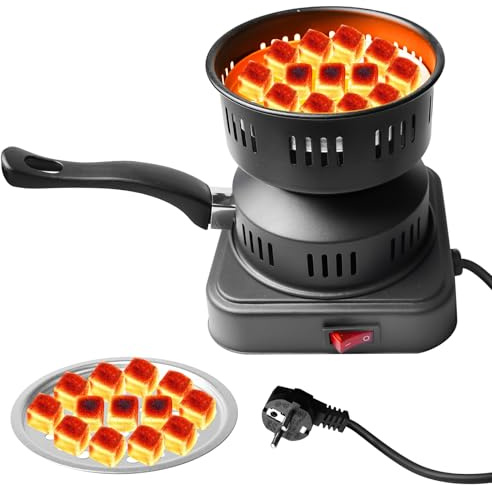 Behogan Elektrischer Kohleanzünder 450-600W: Elektro Grillanzünder Zubehör mit Griff Kohlegitter, Elektrischer Kohle Anzünder, Kohleanzünder Outdoor Kohlen Ofen für Grill & Camping (220V)
