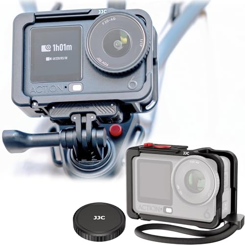 JJC Osmo Action 6 Metal Protective Cage with Lens Cap Set & Wrist Strap | Aluminium Frame for DJI Osmo Action 6, Action Camera Cage with Cold Shoe & Magnetic Quick Release for Action6 Accessories