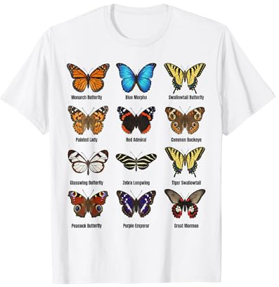 Types de Papillons, Tableau des espèces de Papillons T-Shirt