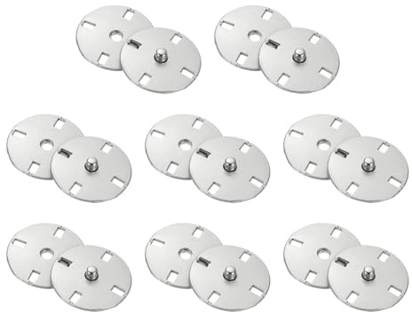 QUARKZMAN Druckknöpfe zum Annähen 23mm Metall Verschlussknöpfe 8 Sätze | Unsichtbare Druckknopf Set Knöpfe Nähen für Geldbeutel Handtasche Nähreparatur Kleidung DIY Basteln Silber