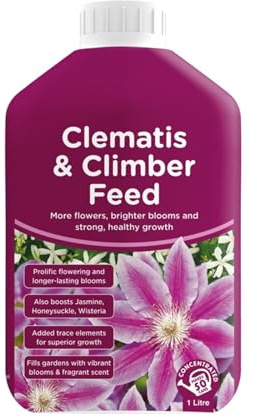 Clematis & Climber Feed, Strong Healthy Growth, Enhanced Bloom Vibrancy, Easy-to-Apply, Long-Lasting, Perfect for Lush Foliage, Garden Trellises, Fences, Pergolas, Outdoor Spaces, 1L