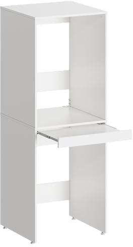 MSFE Mueble Lavadora Secadora con Tabla Extensible, Mueble Columna de Baño para Lavadora y Secadora 180 x 65 x 66 cm, Armario Tipo Torre de Lavado, Capacidad de Carga 100 kg, Refuerzo Estructural