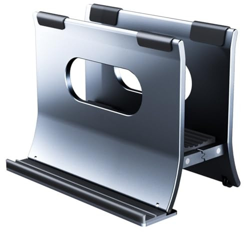 Elnwnnkc Aluminum Laptop Vertical Dock Stand Holder Gravitational Auto Designing for Laptop Bracket with Silicone Protector Stable Stand