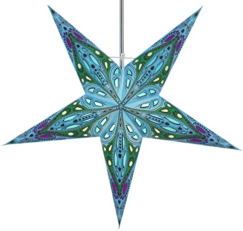 GURU SHOP Faltbarer Advents Leucht Papierstern, Weihnachtsstern 60 cm - Marwin Türkis