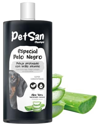 PetSan Champú Especial Pelo Negro con Aloe Vera para Perros, pH Neutro, Pelaje Negro Intenso y Brillante, 750ml