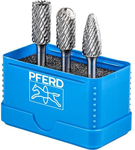 PFERD TOOLS HM-Frässtift-Set, 3-teilig, Zahnung ALLROUND, Schaft-ø 6 mm, Frässtift-ø 12mm, 21901414 – für den vielseitigen Einsatz auf den wichtigsten Werkstoffen