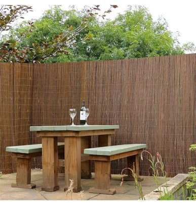 JARDIN202 - Cerramiento de Mimbre Natural Ecológico 80% Ocultación | Valla de Ocultación Decorativa Resistente | Rollo: 1 x 5 metros -