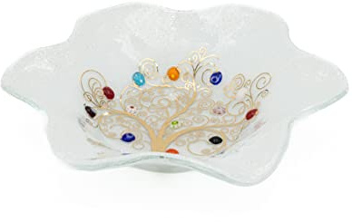 Sospiri Venezia Murano-Glas-Toilettentablett mit handgefertigter Baum des Lebens-Dekoration dekorative Schale Wohndekoration Geschenkidee handgefertigt in Italien (13 x 13 cm)