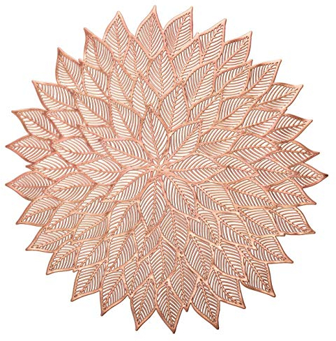 Confezione da 10 tovagliette in vinile pressato metallizzato, per matrimoni, centrotavola (dhalia, oro rosa opaco)