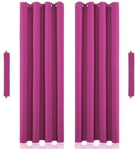 John Aird Blackout Curtains Thermal Energy Saving Eyelet Curtains for Bedroom & Living Room Including Tie Backs (Fuchsia, W 66 x L 54 (2 Panels)