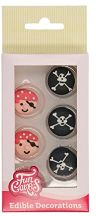 FunCakes Decorazioni di Zucchero Pirates: pronto per l'uso per la decorazione di torte, perfetto per cupcakes a tema pirata, muffin e altro, certificato senza glutine, set / 12