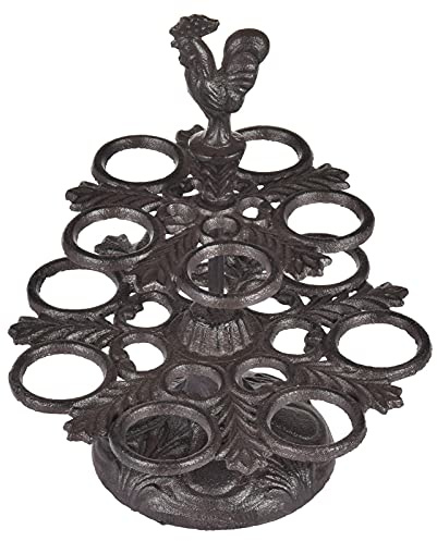 huevos metal – Cesta frutas para huevos 2 niveles | Soporte organizador encimera cocina vintage | Estante dispensador huevos hierro fundido resistente | Cartones huevos independientes Ventdouce