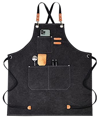 Morwealth Kochschürze Grillschürze Für Männer und Frauen,Küchenschürze für Herren Verlängert Canvas Wasserdicht Arbeitsschürze, Kreuz-Rücken Design, Schürze Damen extra lang
