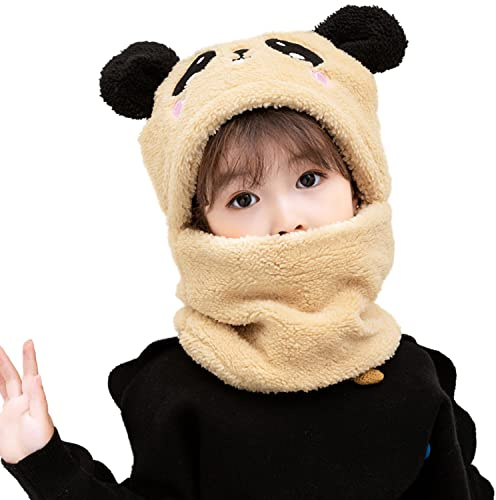 JFAN vintermössa unisex mössa halsduk set flickor söta björnöron mössa barn pojkar, GUL, one size
