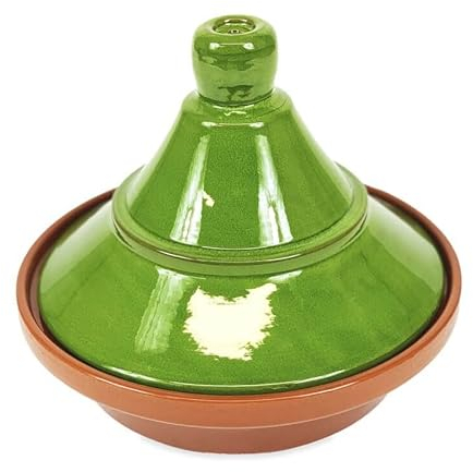 Verano Spanish Ceramics Selena Hand Dipped Glaze Large Tagine - Home Cooking Kitchen Restaurant Dining Décor Dishware Cookware Crockery Casserole Food Cooking Pot Serving Dish Gift - 27cm Green