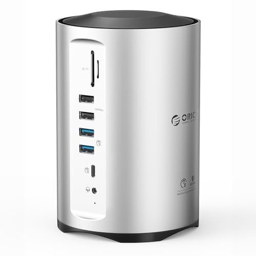 ORICO Docking Station, 15 en 1 Multipuerto Hub USB C Double Monitores con 100W PD, 2 USB-A 3.0+4 USB-A 2.0, USB-C 3.0, SD/TF, 2 HDMI 4K@60Hz, DP 4K@60Hz, 3.5mm AUX, 1000M Ethernet, Adaptador USB C