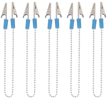 5 Stück Serviettenhalter Lätzchen Clips für Zahnarzt, Korn Kette Serviette Clips Handtuch Schürze Lätzchen Metall Serviette Clip Kette, Serviettenhalter Mit Flexibler Stahlkugelkette(Blau)