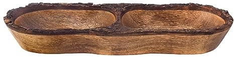 Divit Shilp Plateau en Bois Naturel, Bol de Service pour la Salade, Les légumes et Les Fruits, Grand Plateau Profond pour la Famille et la fête.… (Tray with Two Compartments)
