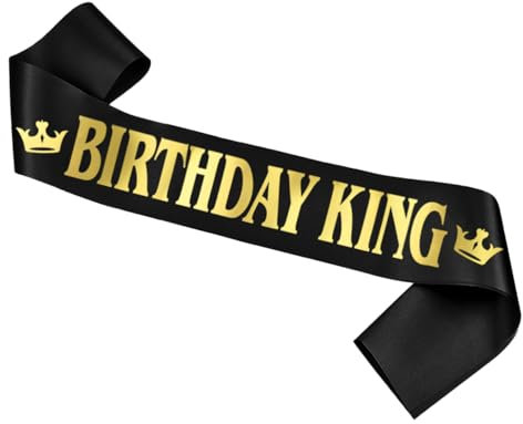 KAPSING Écharpe d'anniversaire pour Homme - Écharpe d'anniversaire pour Homme - Écharpe pour garçon Noire - Bannière d'anniversaire pour Roi - Décorations pour fêtes d'anniversaire