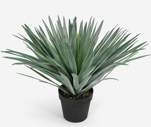 SUNPRAIRIE 68,6 cm hohe künstliche Agavenpflanze im schwarzen Topf mit echten Steinkieseln, 126 realistische Blätter, große Kunstpflanzen für drinnen und draußen.