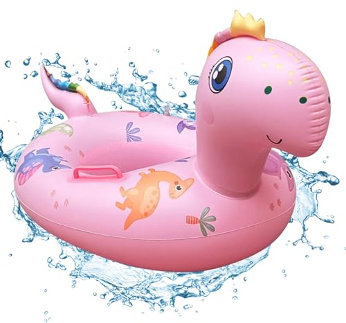 SOETDERT Babyring, dinosaurie för simring med sittplats, uppblåsbar simring, simring för barn, simring, simring för 6–36 månader (rosa)
