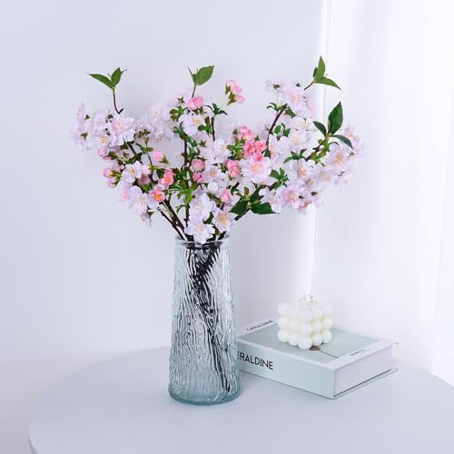 VaryFloral 4 Stück Kirschblüten Deko Künstliche Kirschblütenzweige 49cm Hellrosa Kunstzweige Kunstblumen Rosa Fake Blumen Plastik Blumen Deko Rosa Frühling Künstliche Zweige Haus Hotel Hochzeit