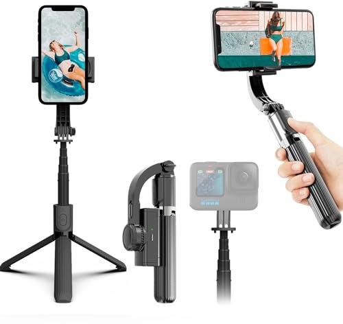 SRIKEKL Gimbal Stabilizer for Smartphone,Selfie Stick Tripod with Remote Control,Auto Balance 360° Rotation, 1-Axis Phone Gimbal for Group Selfies Live Streaming Tiktok Video Recording