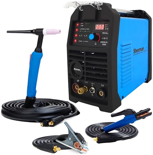 SHERMAN DIGITIG 212 COLD - 200A Schweißgerät WIG DC mit Kaltschweißen - MMA-Modus, IGBT-Technologie, 2T/4T-Modus HF-Lichtbogenzündung und Speichereinstellungen - Set: Solo