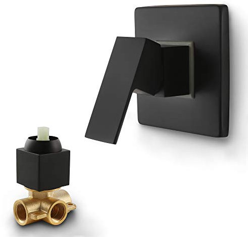 SKOWLL Single Outlet Concealed Shower Valve Wall Mount Square Shower Controls Mixer Tap Valve Brass, Matte Black