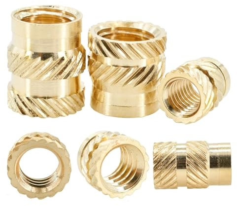 Einpressmuttern 200/300/500 Stück Messingeinsatz Hot Melt Mutter M2 M3 M4 M5 M6 Wärmemetrisches Gewinde 3D-Druckeinsätze Muttern Hot Melt Insertnut Kupfer Nutsert(500Pcs,M4x4x6)
