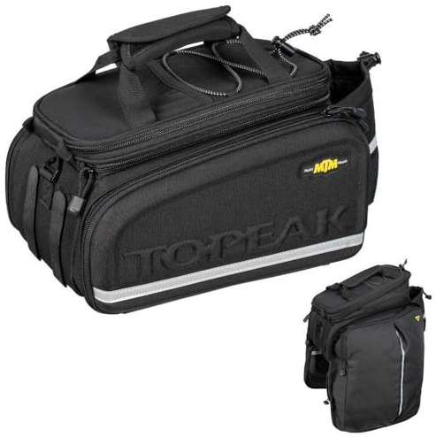 Topeak MTM Multi Mount TrunkBag DXP, Water Resistant Cycle Trunk Bag with expandable pannier sides to fit KLICKfix/Racktime Snapit or MIK Adapter Pannier Racks, Black