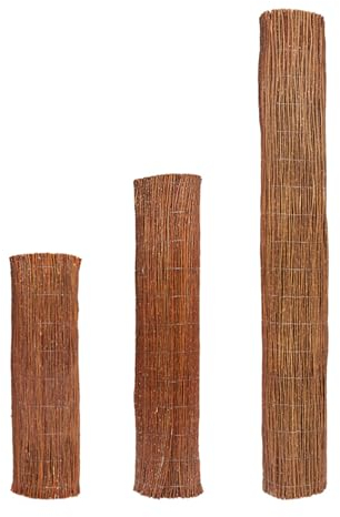 Mega Holz Weidenmatte Sichtschutzmatte aus Weide Ideal für Garten, Balkon und Terrasse 300x100 cm Natürlicher Sichtschutz