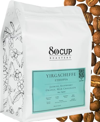Freshest Specialty Coffee Beans | 80 CUP Roastery | Single Origin ~ Roasted After Order (500g, Ethiopia Yirgacheffe)