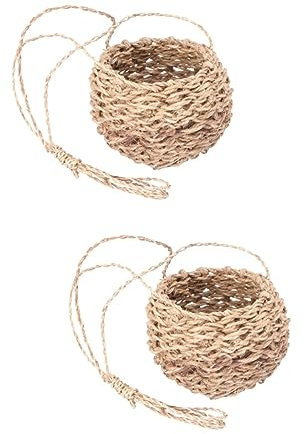 GAROZATION 2st Hängekorb Aus Hanfseil Boho Hängekorb Pflanzenregal Pflanzgefäße Für Zimmerpflanzen Pflanzenhalter Aus Draht Handgewebte Aufbewahrungsdecke Desktop-organizer-korb Brown Hölzern