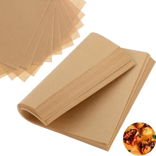 100PCS Greaseproof Paper Sheets, Non-Stick Recyclable Oven Safe Parchment Paper for Baking, Waterproof Baking Paper Roll, for Rosating, BBQ, Baking Cookies (20 * 30cm)