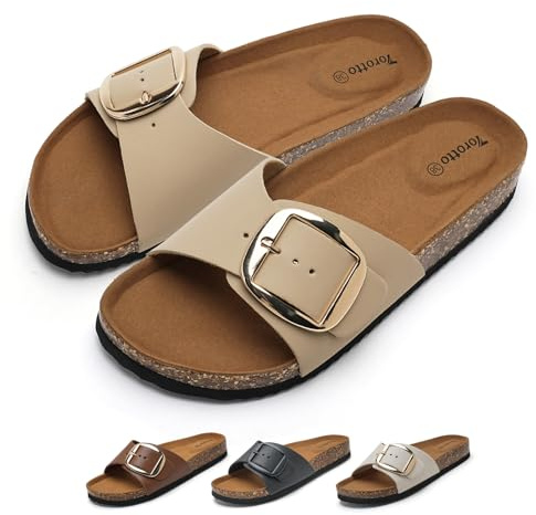 Torotto Pantoletten Damen Sandalen Latschen Schlappen Hausschuhe Bequeme Verstellbare Schnalle