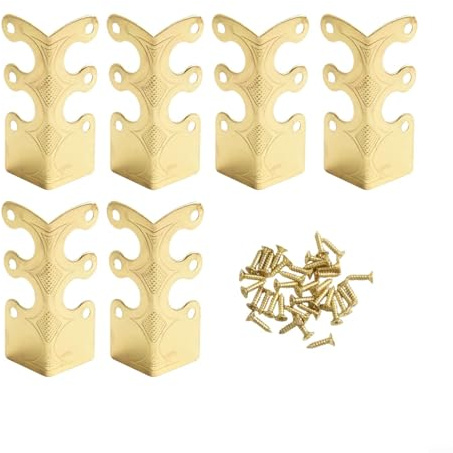 6Pcs Skiffers Baseboard Corner Protectors, Rustic Vintage Metal Corner Protectors, Decorative Corner Protector, Brass Corner Protector, Floor Skirting Board Corner Protectors (Gold)