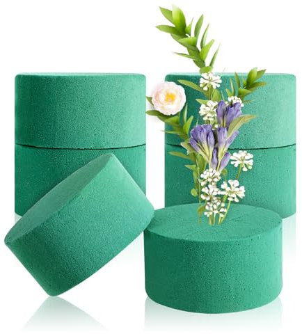 WY LIGHTING LEVEL 6 Stück Steckschaum, Runde Blumensteckschaum Steckschwamm für Blumen Steckmasse Blumenarrangements Steckmoos für Basteln Feiern Hochzeitsgangblumen-Partydekoration (8 x 4 cm)