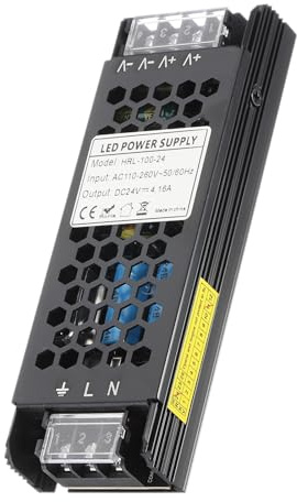 PATIKIL Fuente de alimentación LED 100W, AC 110V - 260V a DC 24V, transformador de bajo voltaje impermeable, convertidor de voltaje para luces interiores y exteriores, tiras LED