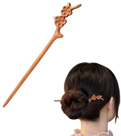 FJYXCHENXM Peach Wooden Hair Sticks, 1 Pack | Chinese Vintage Hairpin, Chopsticks Style, For Women, DIY Accessories