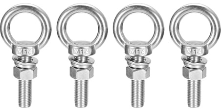 QUARKZMAN Anneau De Levage, 4 Ensembles M14 x 60mm Anneau De Levage Avec Écrou Rondelle 304 Acier Inoxydable Anneau De Levage Épaulement Pour suspendu D'Article