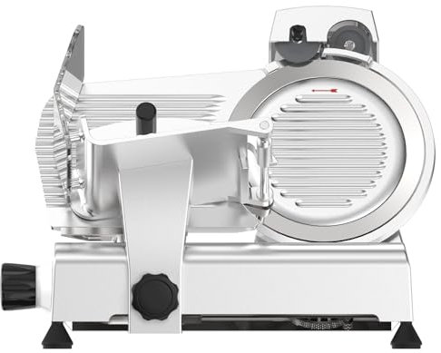 XRSMOU 10 Inch Commercial Meat Slicer,Frozen Meat Cheese Deli Slicer,Semiauto Foody Slicer,for Commercial Home Use