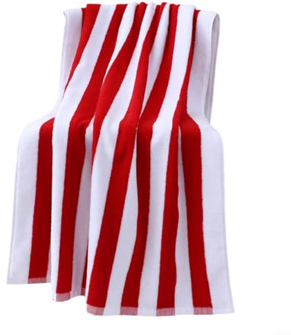 FACAIIO Copertura per poltrona da spiaggia in cotone a righe con tasca, 76 x 219 cm, per prendere il sole in piscina (rosso)